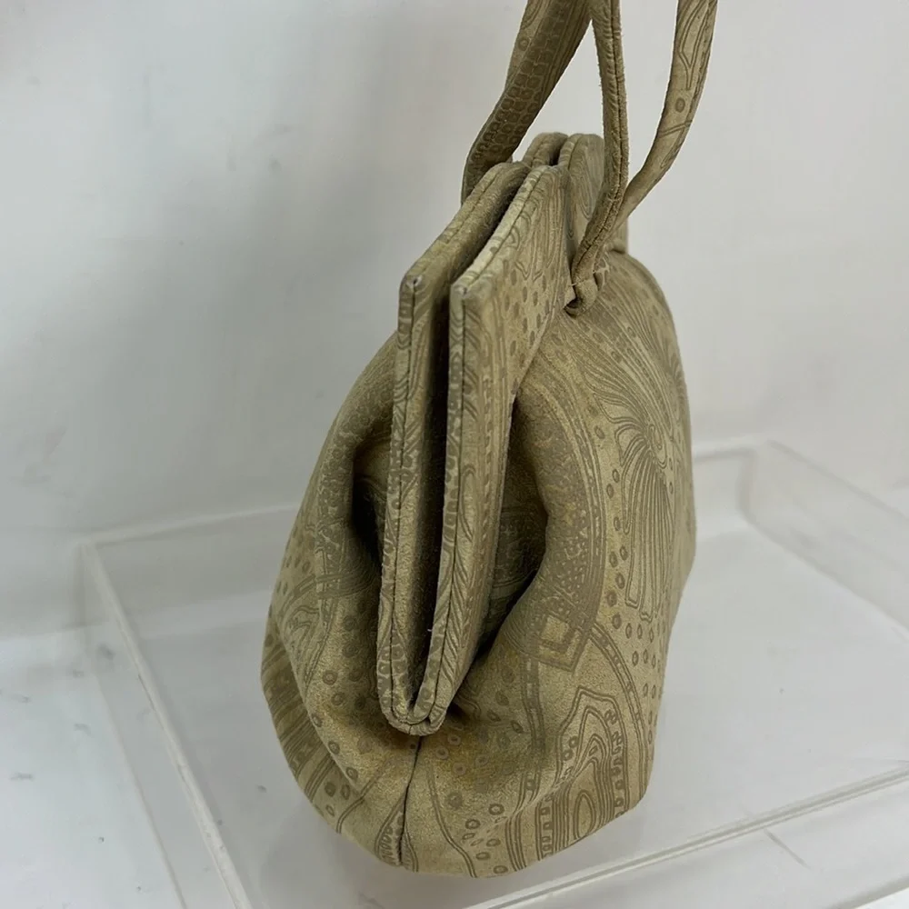 Michelle Lalonde Bone Color Lambsuede Evening Wristlet Bag